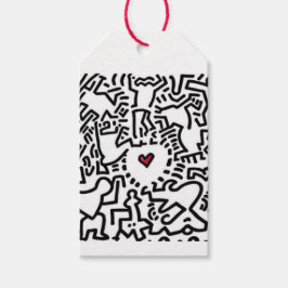 etiqueta de regalo del garabato del corazón del am