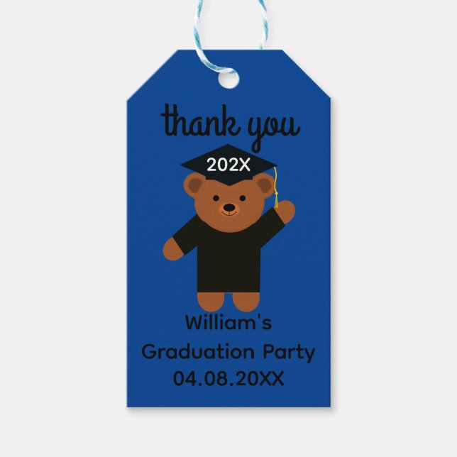 Etiqueta de regalo del oso de graduación #2 (Anverso)
