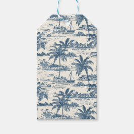 Etiqueta de regalo del patrón azul turbio pintado