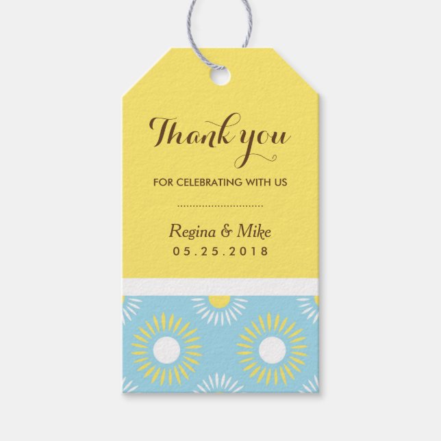 Etiqueta de regalo del patrón de girasol amarillo  (Anverso)