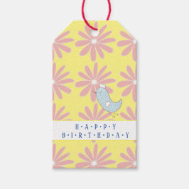 Etiqueta de regalo del patrón de margarita rosada
