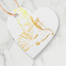 Etiqueta de regalo Dove Love Gold Heart
