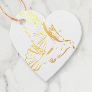 Etiqueta de regalo Dove Love Gold Heart