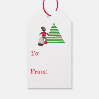 Etiqueta de regalo - Elfo y árbol