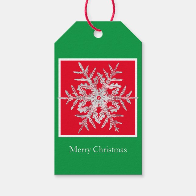 Etiqueta de regalo Feliz Navidad Bentley Snowflake (Anverso)