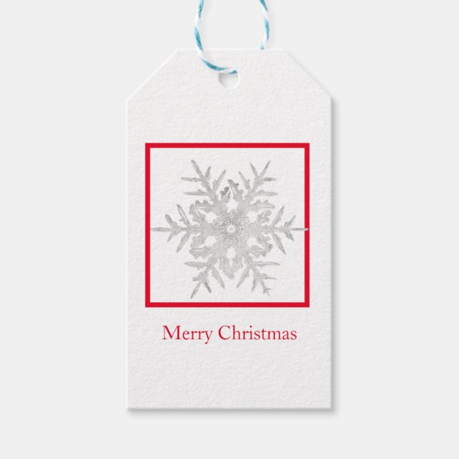 Etiqueta de regalo Feliz Navidad Bentley Snowflake (Anverso)