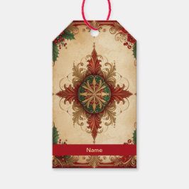 Etiqueta de regalo festiva decorativa roja