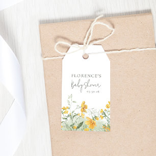Etiqueta de regalo floral amarilla elegante
