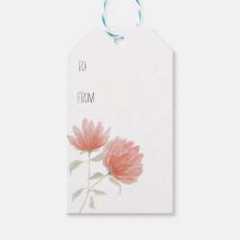 Etiqueta de regalo floral de coral