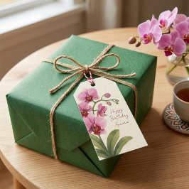 Etiqueta de regalo floral de orquídea personalizad