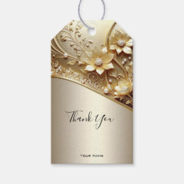 Etiqueta de regalo floral dorada ornamentada moder