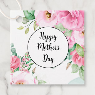 Etiqueta de Regalo Floral Rosa Día de la Madre