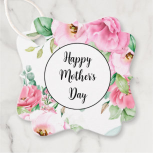 Etiqueta de Regalo Floral Rosa Día de la Madre