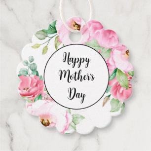 Etiqueta de Regalo Floral Rosa Día de la Madre