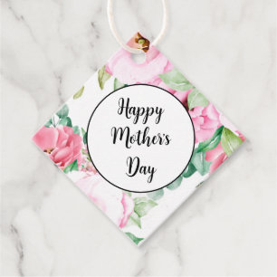 Etiqueta de Regalo Floral Rosa Día de la Madre
