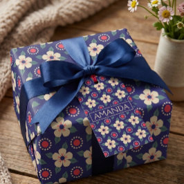 Etiqueta de regalo floral vintage personalizada co