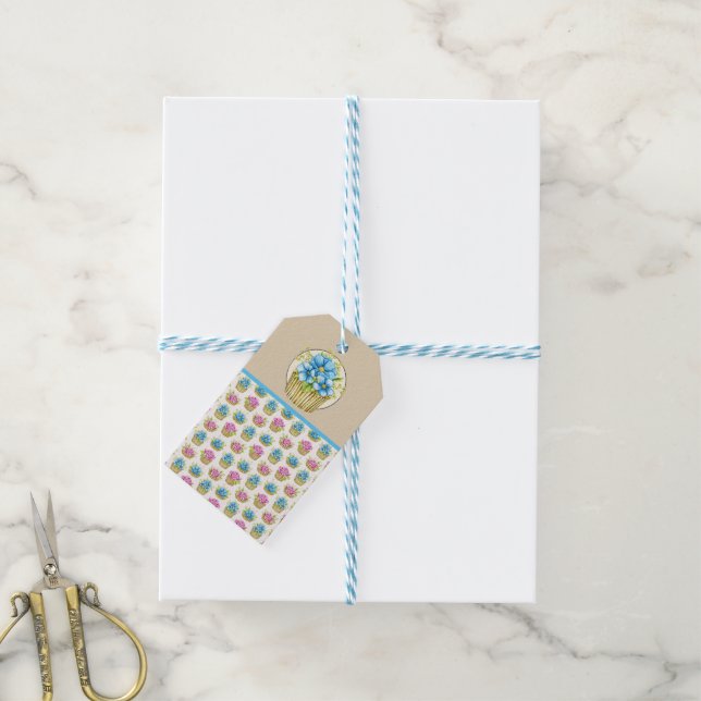 Etiqueta de Regalo Floreciendo Hermosa (Con cuerda)