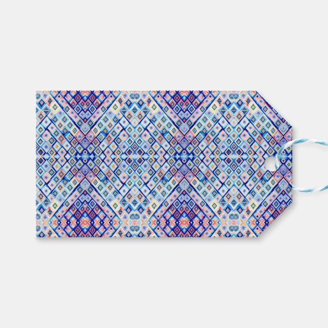 Etiqueta de regalo geométrico vibrante (Frente (Horizontal))