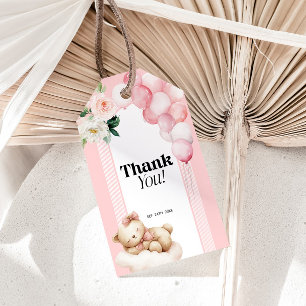 Etiqueta de regalo Globos de oso rosa Baby Shower