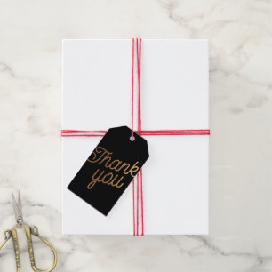 Etiqueta de regalo Gold y Black Swirl and Curl
