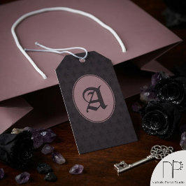 Etiqueta de regalo gótica con monograma Moody Fleu