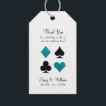 Etiqueta de regalo Gracias Glitter Teal y Negro de<br><div class="desc">El toque final perfecto en una noche glamorosa de romance en Las Vegas,  la tarjeta con brillo negro y teal combina con estas etiquetas de regalo de favor harán sonreír a sus invitados.</div>