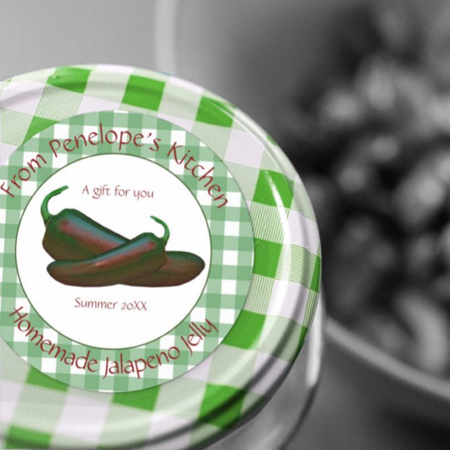 Etiqueta de regalo Green Gingham Jalapeno Jelly co (Subido por el creador)