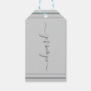 Etiqueta de regalo gris simple con nombre personal