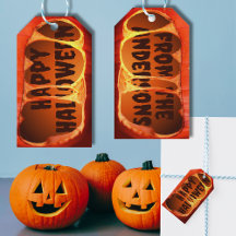 Etiqueta de regalo Halloween calabaza naranja espe