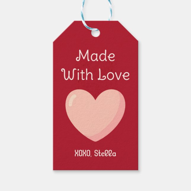 Etiqueta De Regalo Hecha Con Amor San Valentín (Anverso)