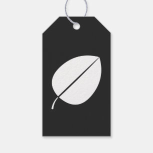 Etiqueta de regalo Hojas de otoño en negro