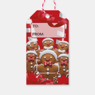 Etiqueta de regalo/hombres de pan de jengibre rojo