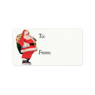 Etiqueta de regalo Jolly Fat Santa Vintage
