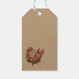 Etiqueta de regalo Kraft con Protea acuarela