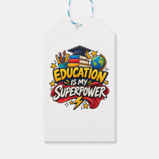 Etiqueta de regalo 'La educación es mi superpoder'