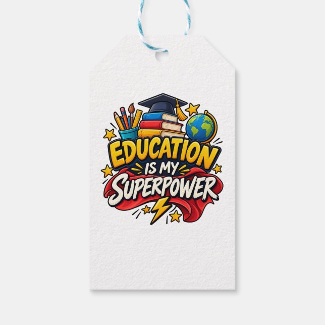 Etiqueta de regalo 'La educación es mi superpoder' (Reverso)