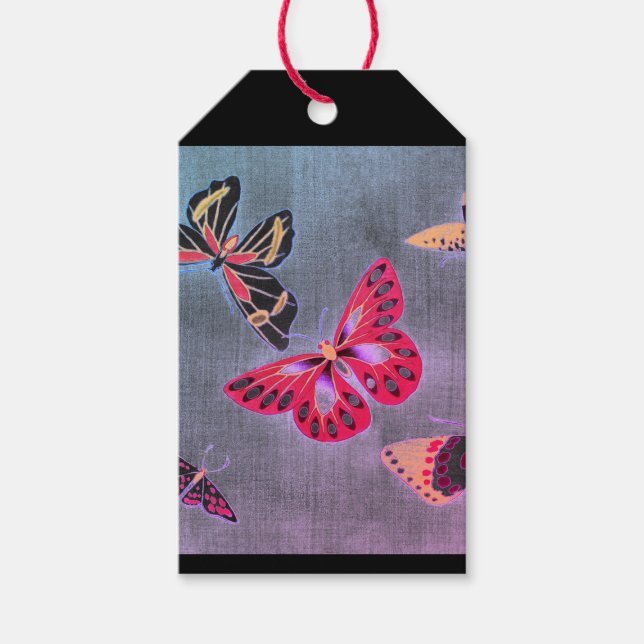 Etiqueta de regalo MARIPOSA JAPONESA EN NEGRO (Anverso)