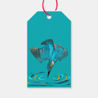 Etiqueta de regalo Martín Pescador Buceando
