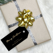 Etiqueta De Regalo Minimalista Elegante Dorado Fal