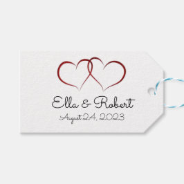 Etiqueta de regalo monogramada de dos corazones