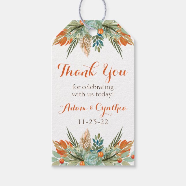 Etiqueta de regalo naranja, verde y Personalizado  (Anverso)