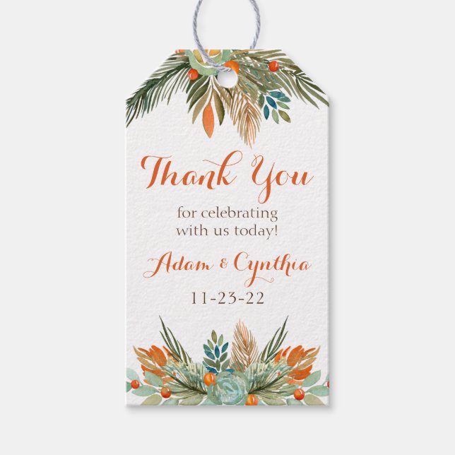 Etiqueta de regalo naranja, verde y Personalizado  (Anverso)