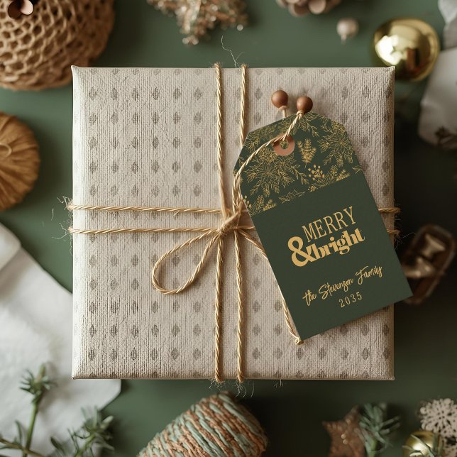 Etiqueta de regalo navideña de poinsettia verde br (Subido por el creador)