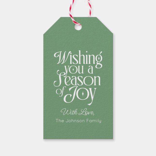 Etiqueta de regalo navideña de temporada de alegrí (Anverso)