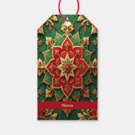 Etiqueta de Regalo Navideña Decorativa Roja Verde