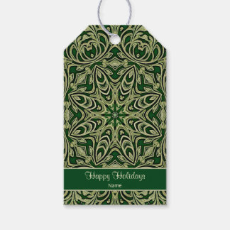 Etiqueta de Regalo Navideña Decorativa Verde Dorad