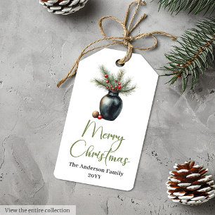 Etiqueta de regalo navideño boho rústico y cálido