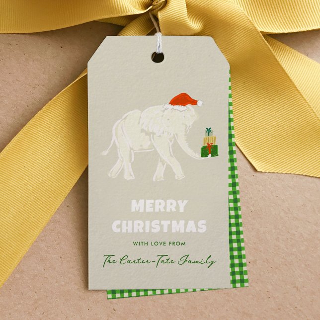 Etiqueta de regalo navideño del elefante blanco fe (Festive White Elephant Merry Christmas Gift Tag)