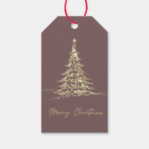 Etiqueta de regalo navideño   Elegante árbol de Na