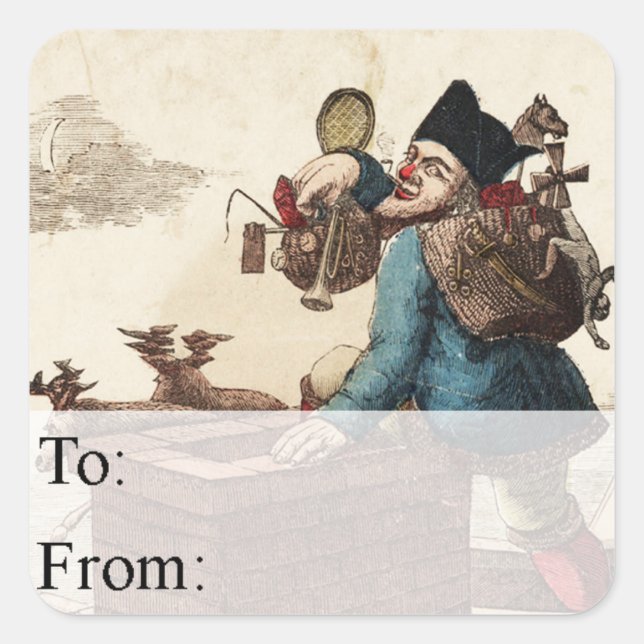 Etiqueta de regalo navideño victoriano Santa Vinta (Anverso)